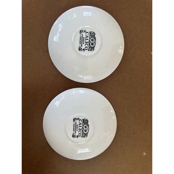 Burleigh Calico Blue 5.5" Tea Saucers – Pair – Made in Staffordshire England - Picture 3 of 4